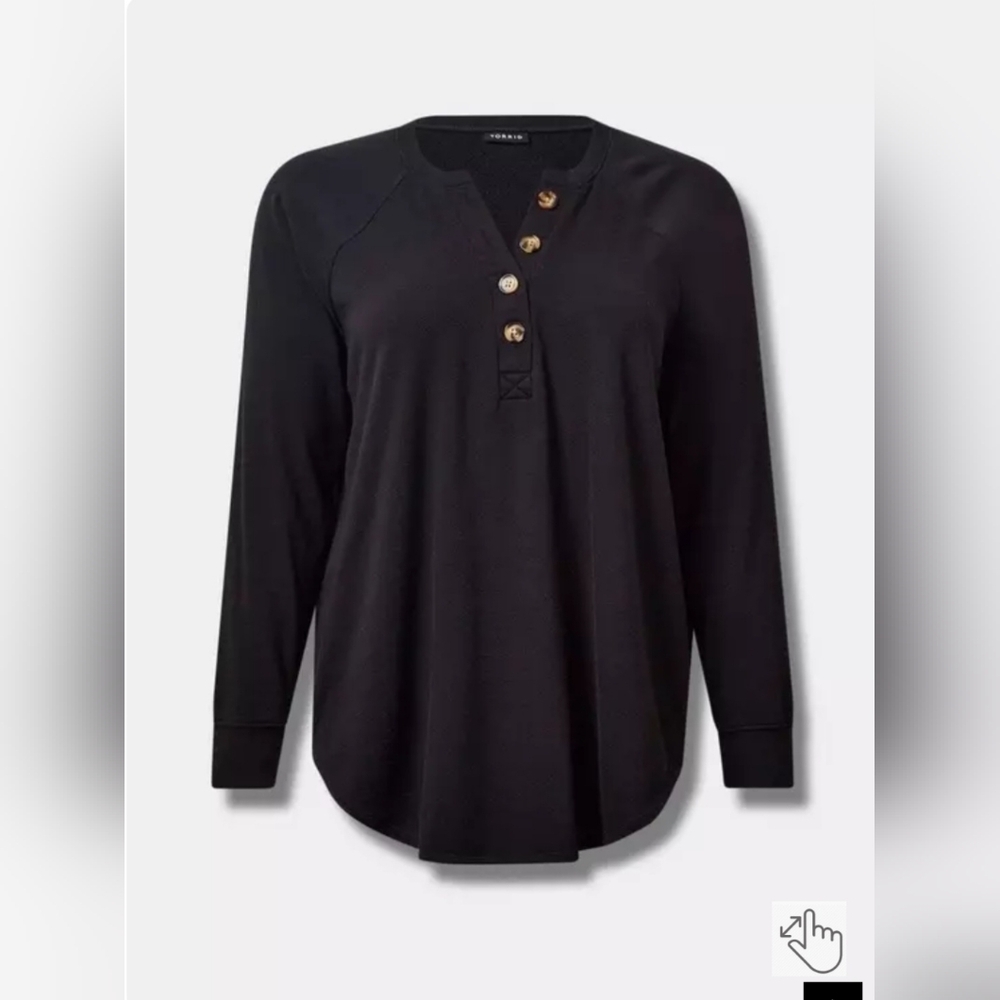 Torrid Black Button-Front Crew Neck Sweater
